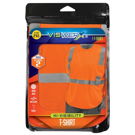 Viswerx Hi-Vis SS T-Shirt w-Pocket - ANSI CL2 Orange 2XL 127-23007